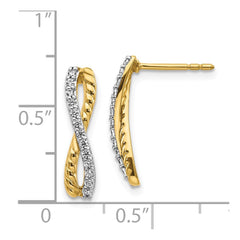 14k Two-tone Diamond Fancy Twist Post Earrings