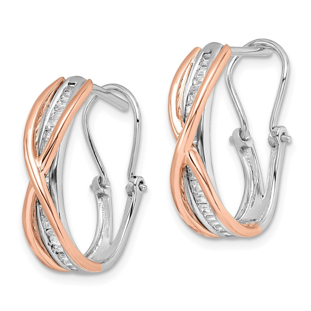 14k Rose and White Gold Diamond Fancy Earrings - 2