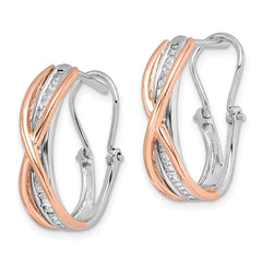 14k Rose and White Gold Diamond Fancy Earrings - 2