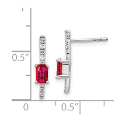 14k White Gold Diamond and Ruby Fancy Earrings - 2