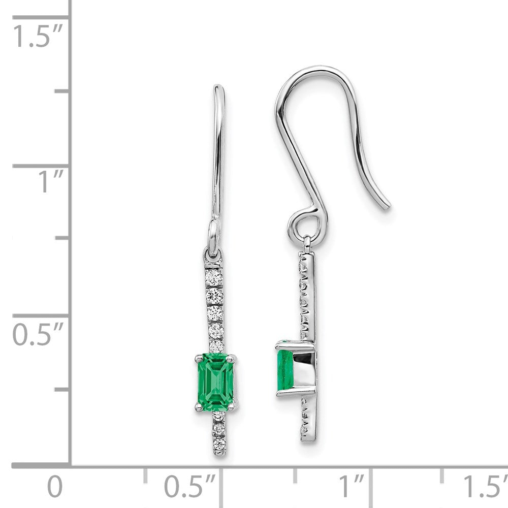 14k White Gold Diamond and Emerald Fancy Earrings