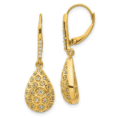 14k Diamond Honeycomb Leverback Earrings