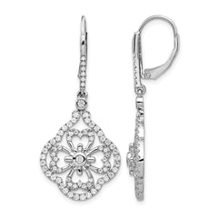 14k White Gold Diamond Fancy Leverback Earrings - 2