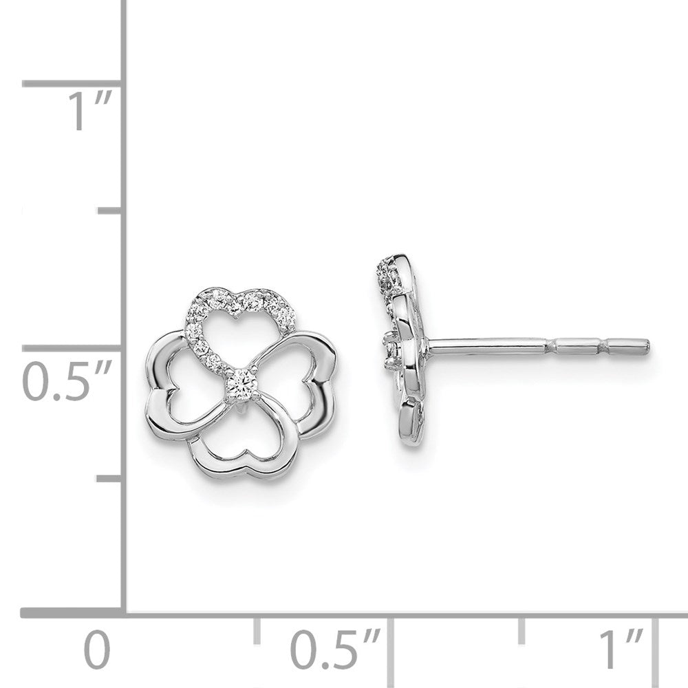 14k White Gold Diamond Fancy Clover Earrings