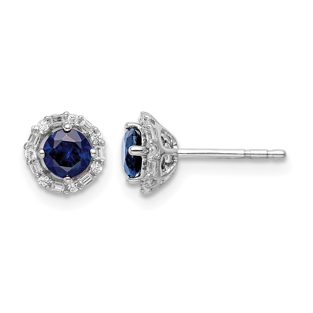 14k White Gold Diamond and Sapphire Stud w/Jacket Earrings
