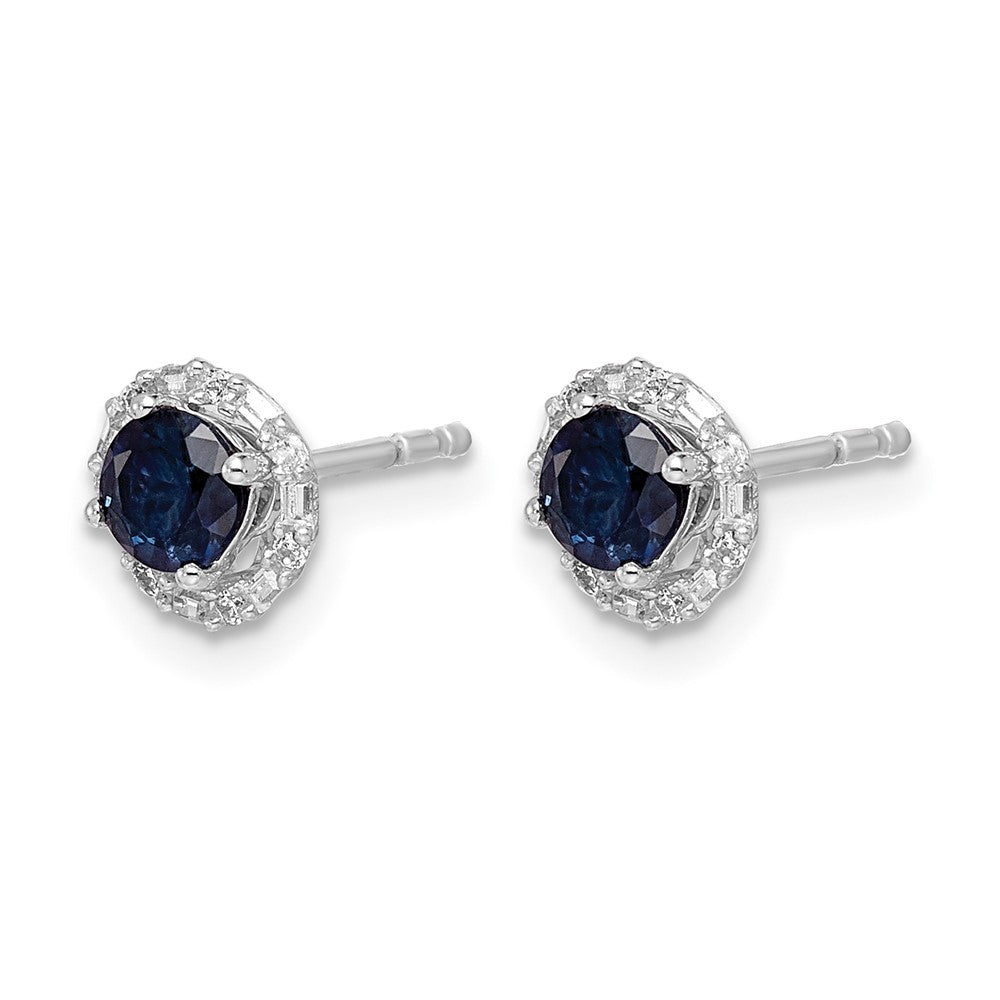 14k White Gold Diamond and Sapphire Stud w/Jacket Earrings