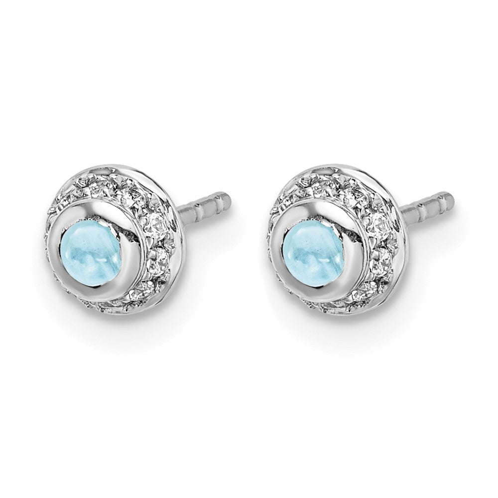 14k White Gold Diamond and Cabochon Aquamarine Earrings