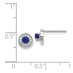 14k White Gold Diamond and Cabochon Sapphire Earrings