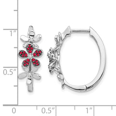14k White Gold Diamond and Ruby Earrings - 2