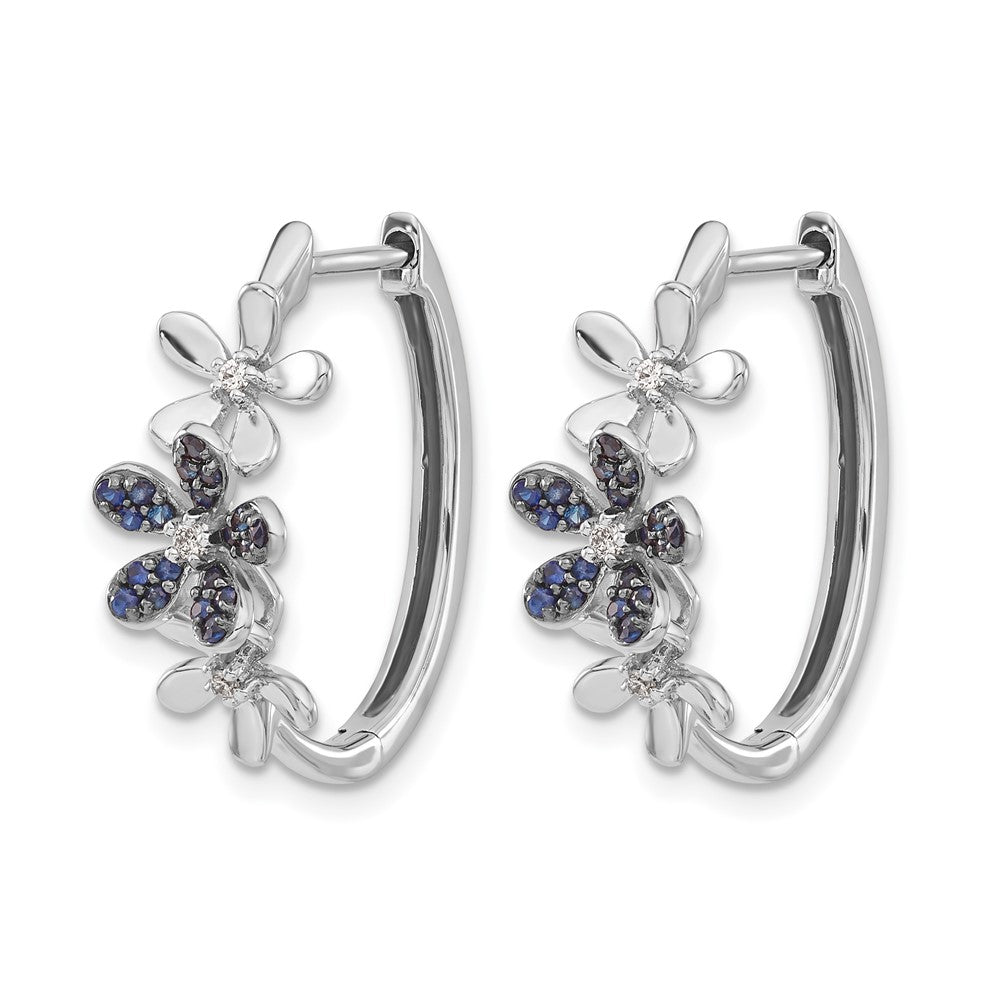 14k White Gold Diamond and Sapphire Earrings