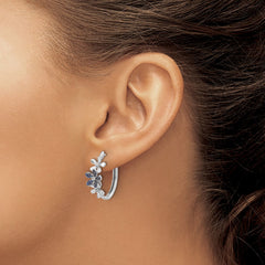 14k White Gold Diamond and Sapphire Earrings
