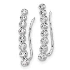 14k White Gold Diamond Graduated Ear Climber Earrings