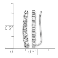 14k White Gold Diamond Graduated Ear Climber Earrings - 2