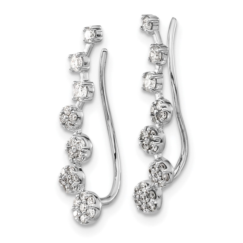 14k White Gold Diamond Ear Climber Earrings