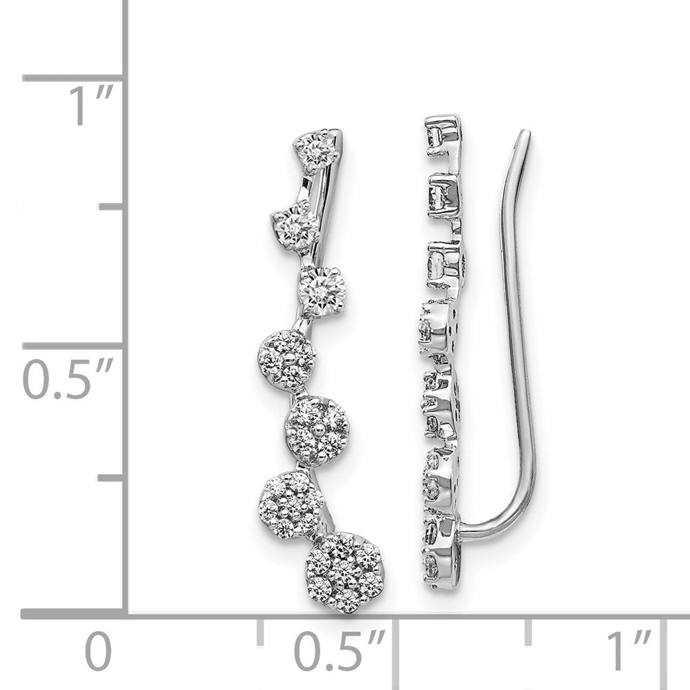 14k White Gold Diamond Ear Climber Earrings