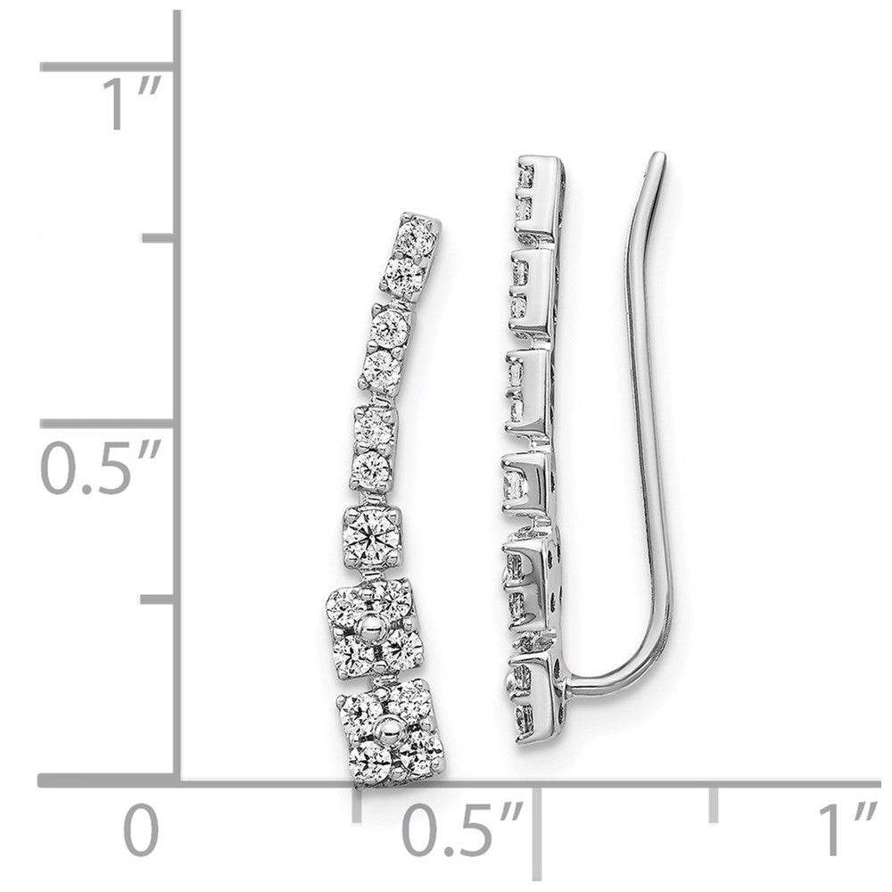 14k White Gold Diamond Ear Climber Earrings