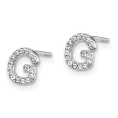 14k White Gold Diamond Initial G Earrings