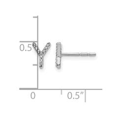 14k White Gold Diamond Initial Y Earrings - 2