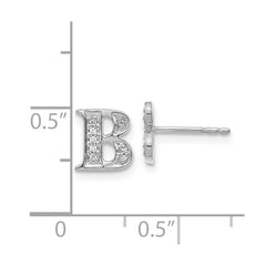 14k White Gold Diamond Initial B Earrings - 2