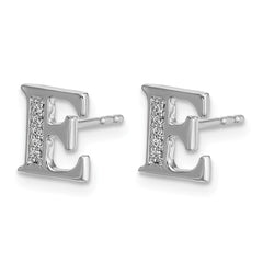 14k White Gold Diamond Initial E Earrings - 2