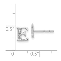 14k White Gold Diamond Initial E Earrings - 2