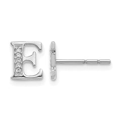 14k White Gold Diamond Initial E Earrings - 2