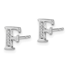 14k White Gold Diamond Initial F Earrings