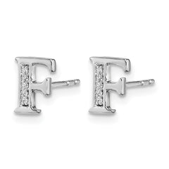 14k White Gold Diamond Initial F Earrings - 2