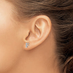 14k White Gold Diamond Initial F Earrings - 2