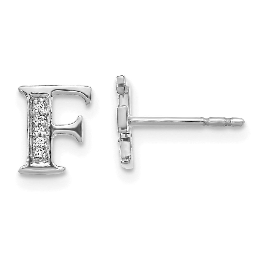 14k White Gold Diamond Initial F Earrings