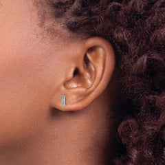 14k White Gold Diamond Initial I Earrings - 2