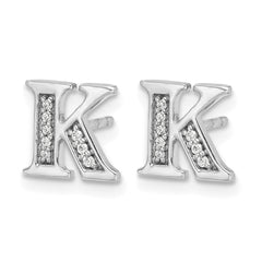 14k White Gold Diamond Initial K Earrings - 2