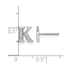 14k White Gold Diamond Initial K Earrings - 2