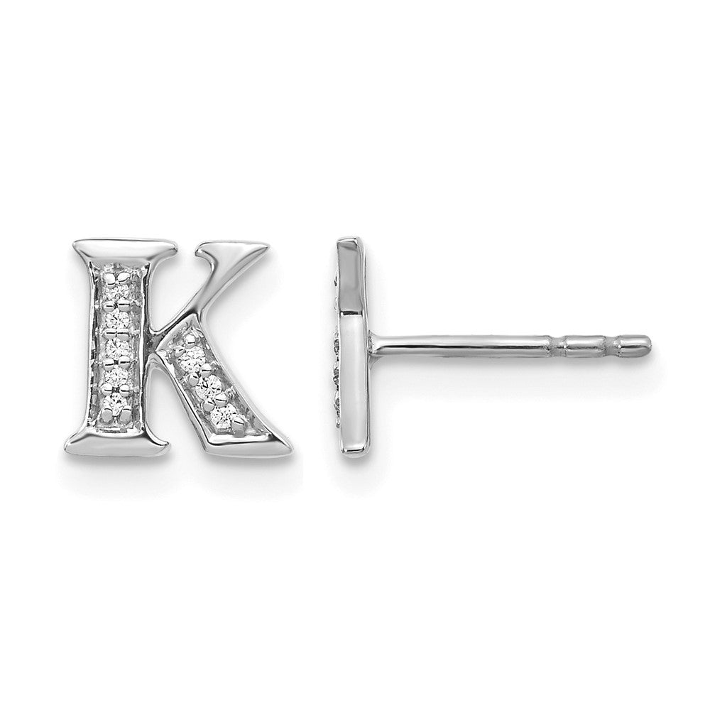 14k White Gold Diamond Initial K Earrings - 2