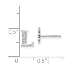 14k White Gold Diamond Initial L Earrings - 2