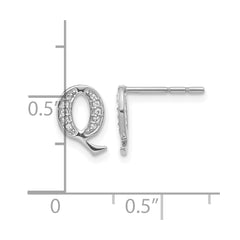 14k White Gold Diamond Initial Q Earrings - 2