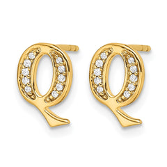 14k Diamond Initial Q Earrings