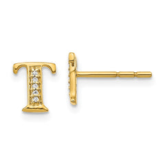 14k Diamond Initial T Earrings