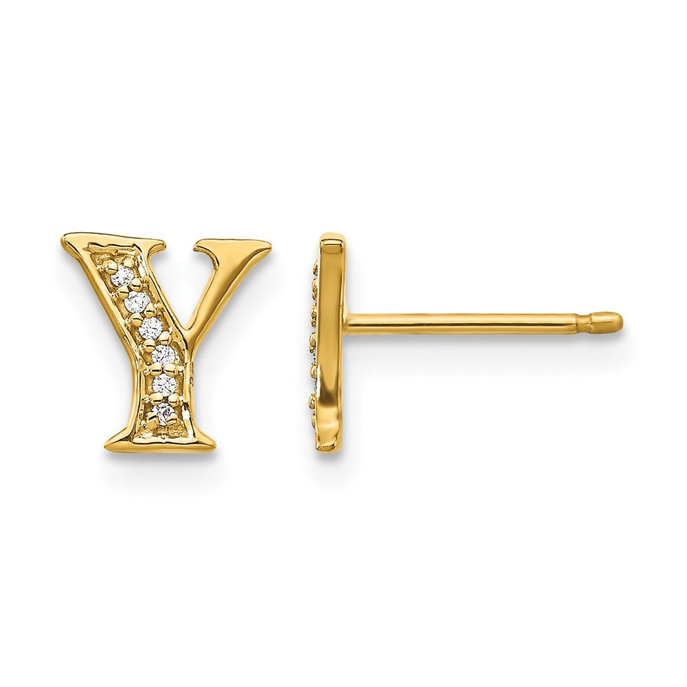14k Diamond Initial Y Earrings