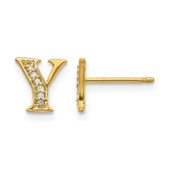 14k Diamond Initial Y Earrings
