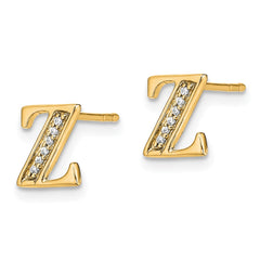 14k Diamond Initial Z Earrings