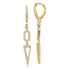 14k Diamond Triangle Leverback Earrings