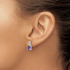 14k White Gold Amethyst and Diamond Earrings - 5