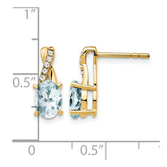 14K Aquamarine and Diamond Earrings