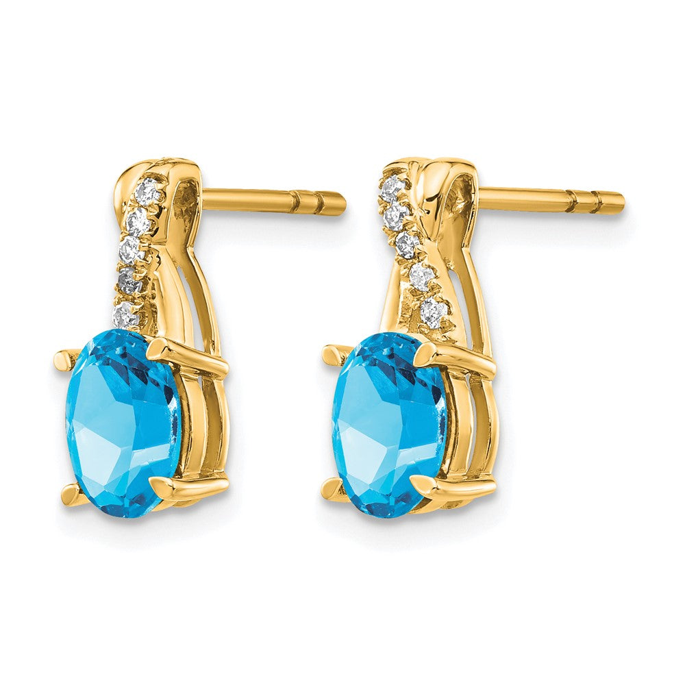 14K Blue Topaz and Diamond Earrings