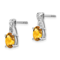 14k White Gold Citrine and Diamond Earrings