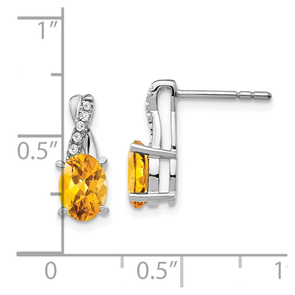 14k White Gold Citrine and Diamond Earrings