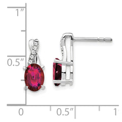 14K White Gold Created Ruby and Diamond Earrings