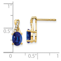 14K Created Sapphire and Diamond Earrings