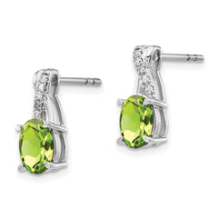 14k White Gold Peridot and Diamond Earrings